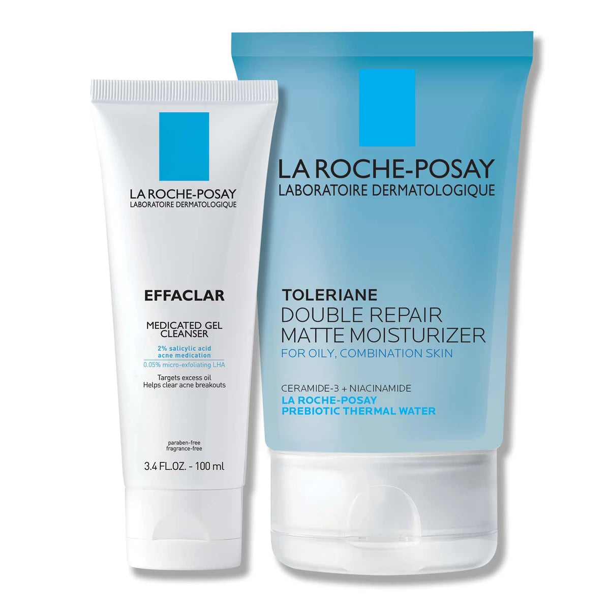 Effaclar Medicated Acne Cleanser & Toleriane Double Repair Matte Moisutrizer Travel Set - Default Title